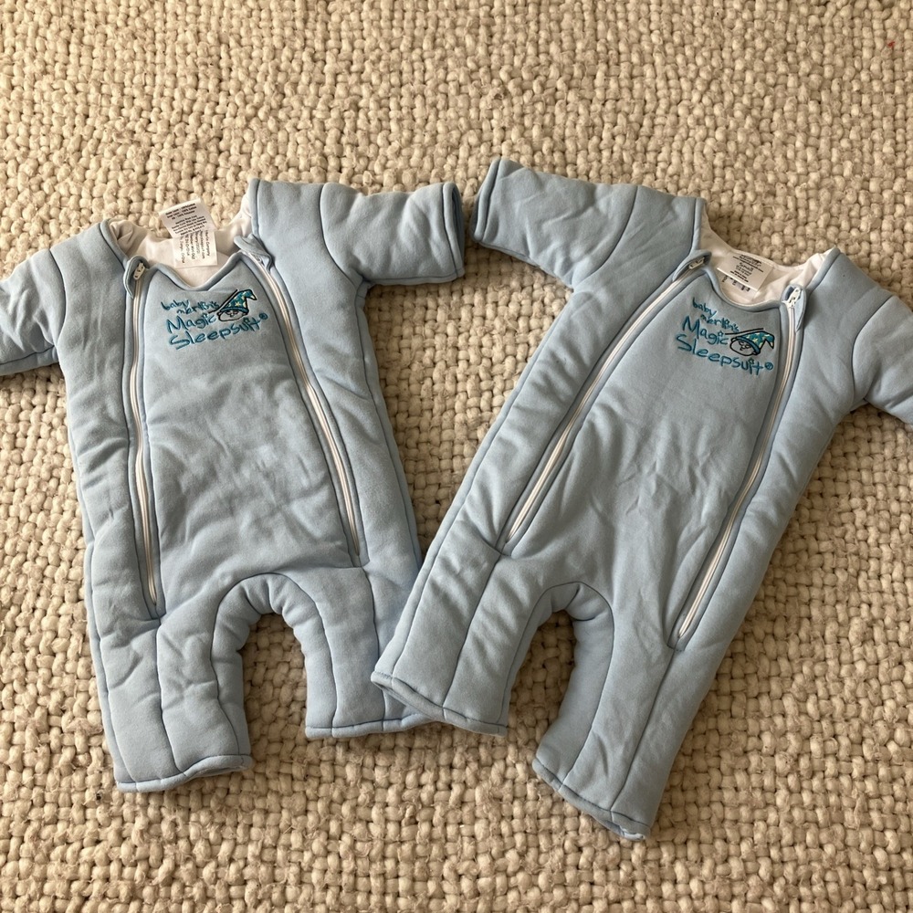Set of 2 Baby Merlin Magic Sleepsuit Small 3 6 Months 12-18‎ Lbs Blue